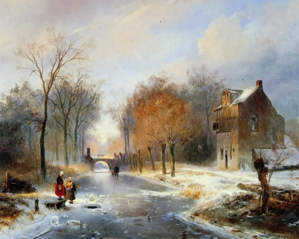 Wijnand Nuijen - De van Vreedenburchweg te Rijswijk met brugje van buitenplaats Hilvoorde (1830)